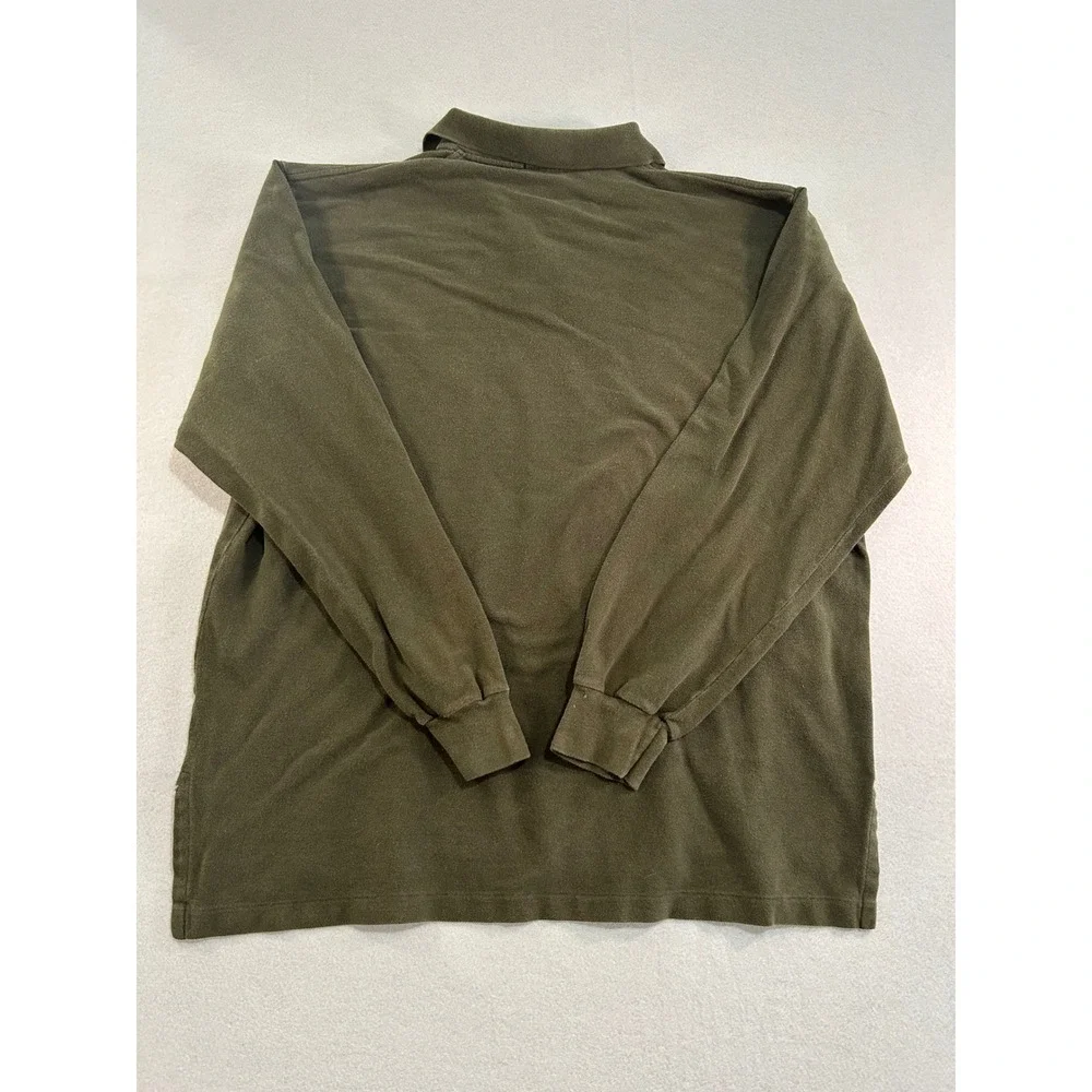 Polo Ralph‎ Lauren Polo Shirt Mens XL Olive Green Long Sleeve Pique Cotton Logo
